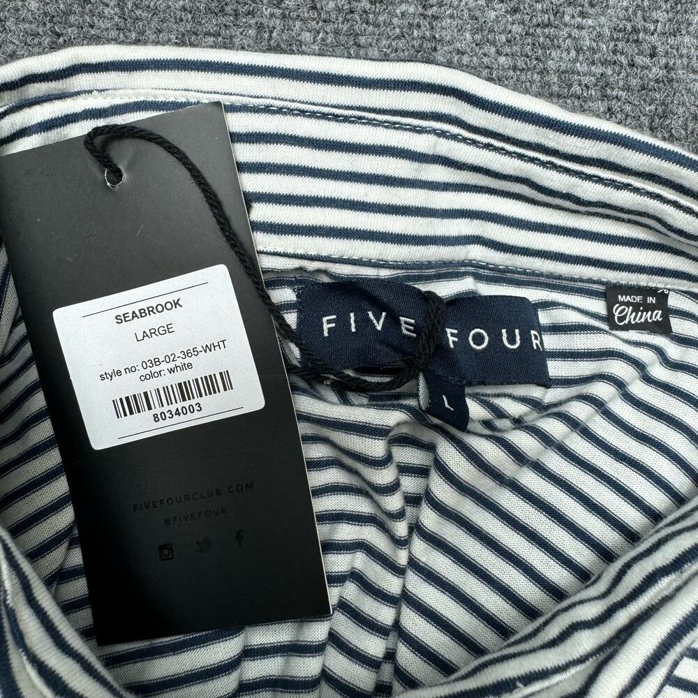 Five Four Seabrook Mens Polo Striped White Blue Size Large - Picture 3 of 9
